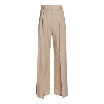 Drape-Detailed Wool Pleated Trousers