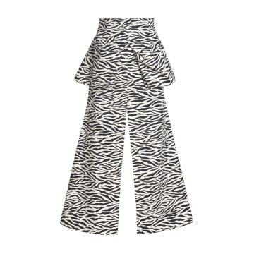 Pocket-Detailed Zebra-Print Cotton Midi Skirt