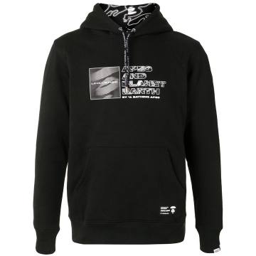 multi-logo print hoodie
