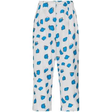 cropped graphic-print trousers