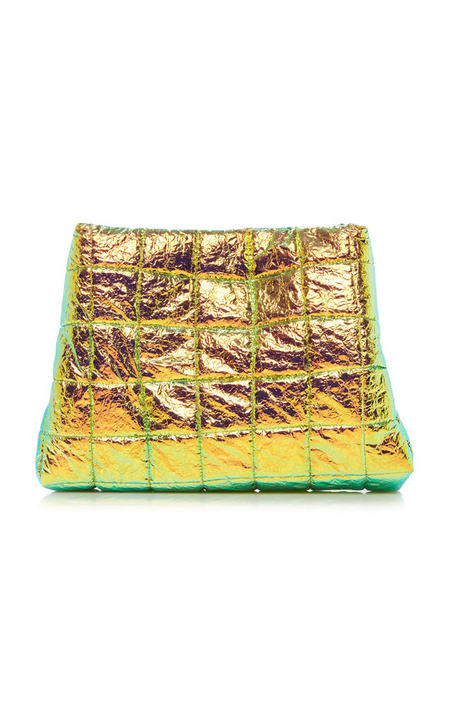 Large Square Quilted Metallic Clutch展示图