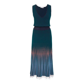 Tunbridge Knit V-Neck Pleated Dress