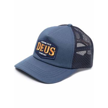 mesh-panelled embroidered cap
