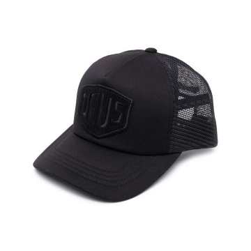 mesh-panelled embroidered cap