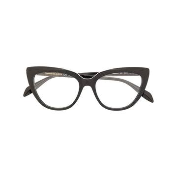 ALEXANDER MCQUEEN EYEWEAR AM0253O 001 BLACK BLACK TRANSPARENT Leather/Fur/Exotic Skins->Leather ALEXANDER MCQUEEN EYEWEAR AM0253O 001 BLACK BLACK TRANSPARENT Leather/Fur/Exotic Skins->Leather