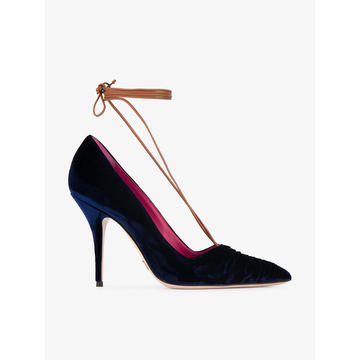 Blue Velvet Ilenia lace up 105 pumps