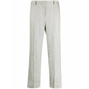 cropped straight-leg linen trousers