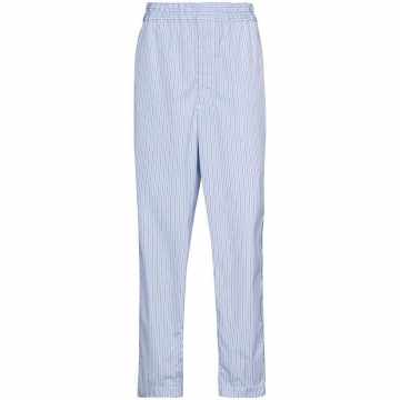 stripe-pattern straight-leg trousers
