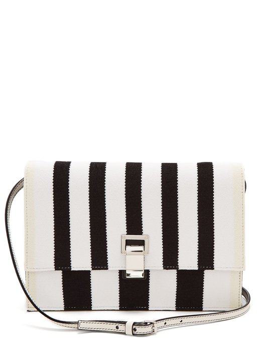 Striped knit and leather cross-body bag展示图