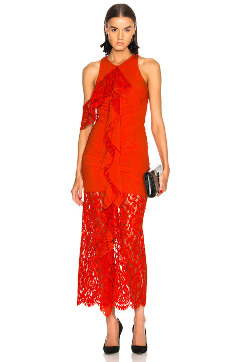 Corded Lace Ruffle Sleeveless Maxi Dress展示图