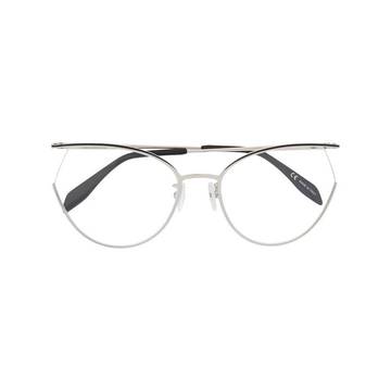 ALEXANDER MCQUEEN EYEWEAR AM0256O 002 SILVER SILVER TRANSPARENT Leather/Fur/Exotic Skins->Leather ALEXANDER MCQUEEN EYEWEAR AM0256O 002 SILVER SILVER TRANSPARENT Leather/Fur/Exotic Skins->Leather