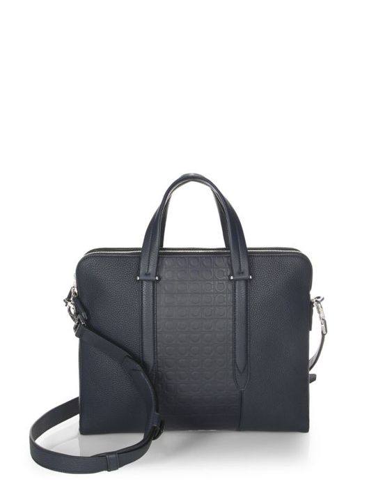 Gancio Textured Leather Briefcase展示图