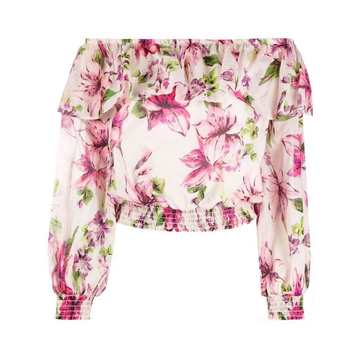 floral-print off-shoulder blouse