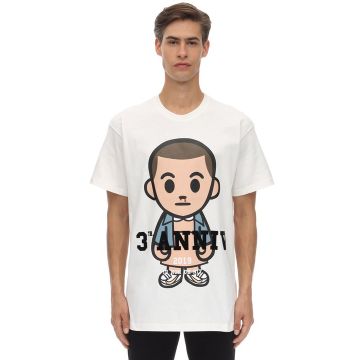 “BIG 3-ELEVEN”印花纯棉平纹针织T恤