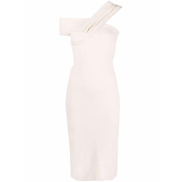 asymmetric neck fitted dress