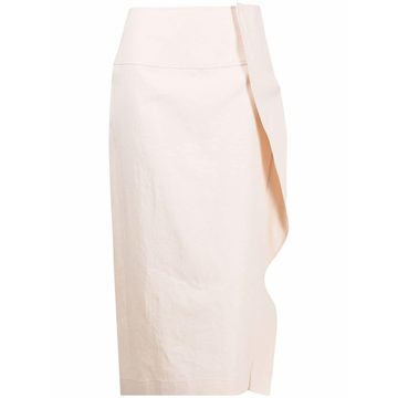 ruffle-detail linen skirt