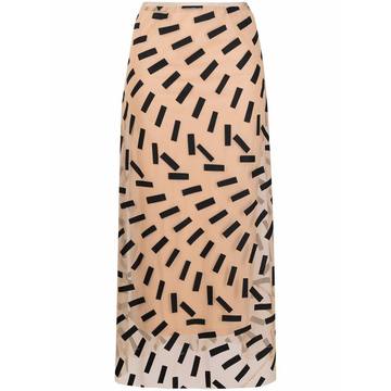 graphic-print mid-length skirt