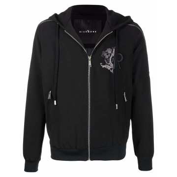 logo-embroidered zipped hoodie
