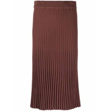 ribbed knit knee-length cashmere skirt