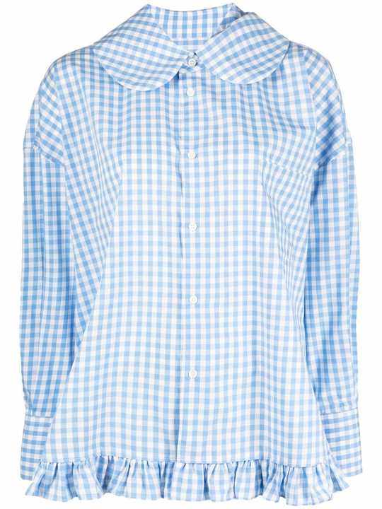 gingham-print ruffled blouse展示图