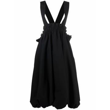 ruffled dungaree dress