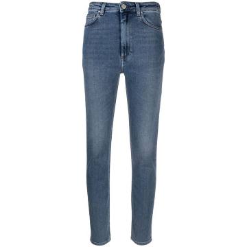 slim-cut faded jeans