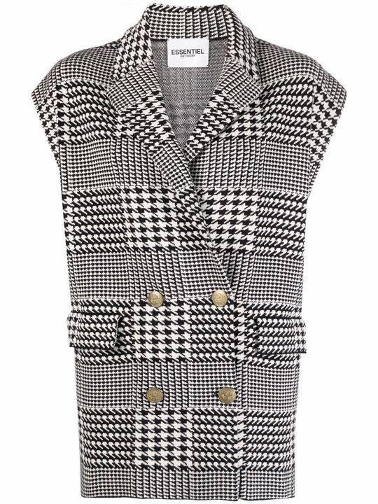 houndstooth-check sleeveless jacket展示图