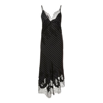 Pinstripe And Lace Wool-Blend Dress