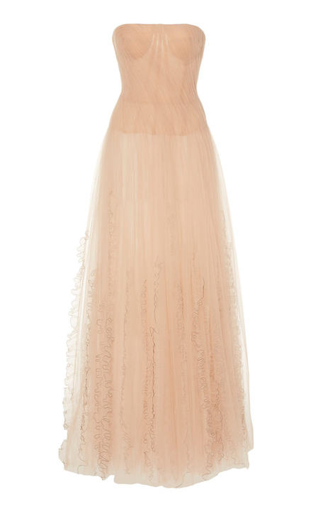 Draped Tulle Strapless Gown展示图