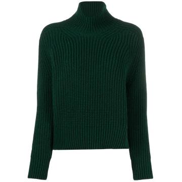 FUNNEL NECK RIBBED SWEATER