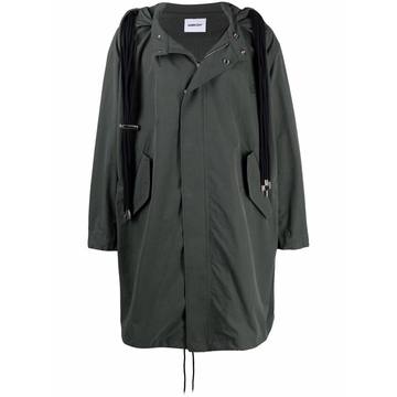 drawstring-hem hooded coat