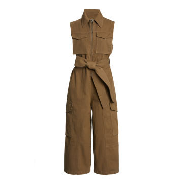 Belted Cropped Wool Jumpsuit