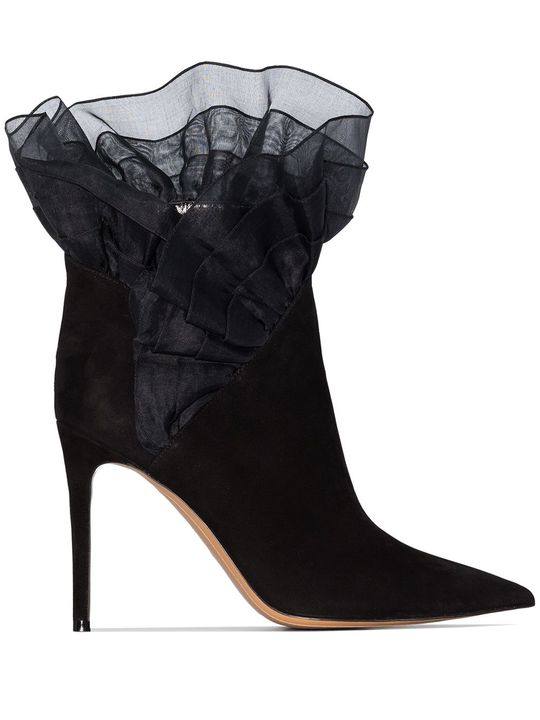 black polly 100 frill suede ankle boots black polly 100 frill suede ankle boots展示图