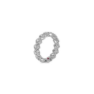 Roman Barocco钻石红宝石18k白金扭结镂空菱形戒指
