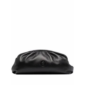 ruched leather clutch bag