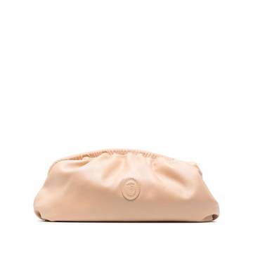 ruched leather clutch bag