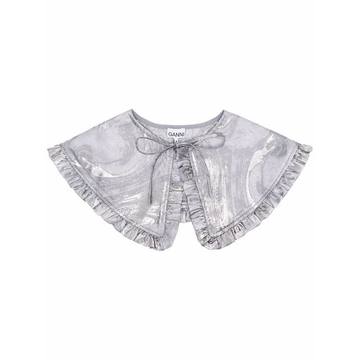 metallic ruffle trim collar