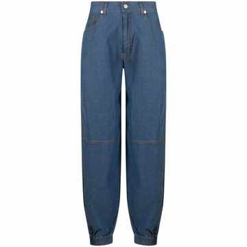 straight-leg cotton trousers