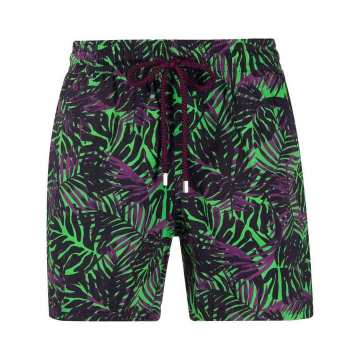 palm-tree print swim shorts