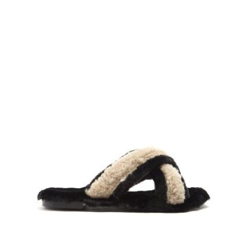 St Moritz shearling and faux-fur slides