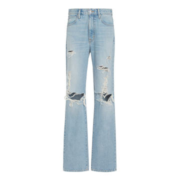 London Distressed Rigid High-Rise Straight-Leg Jeans