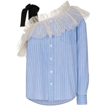 stripe-pattern asymmetric blouse