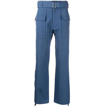 belted straight-leg trousers