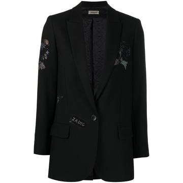 sequinned floral blazer jacket