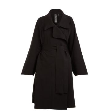 Notch-lapel cotton-blend jersey coat