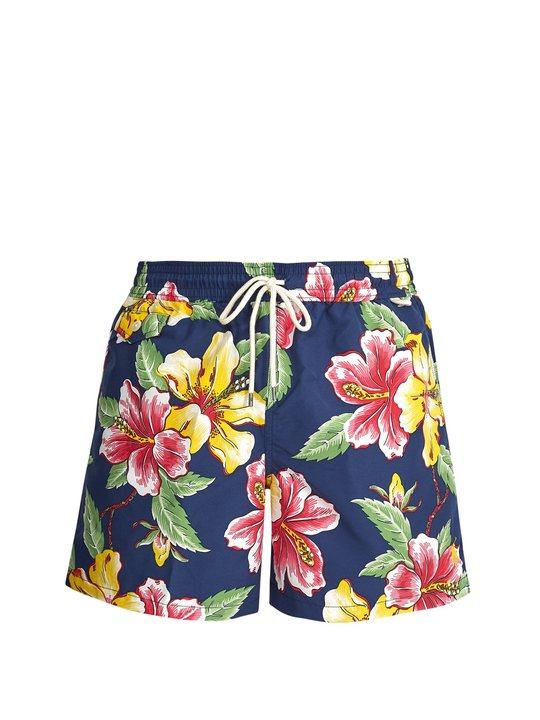 Logo-embroidered floral-print swim shorts展示图