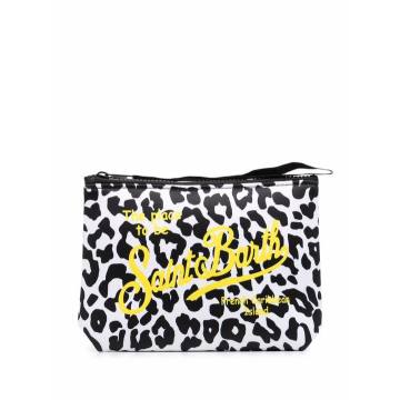 leopard-print make up bag