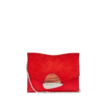 Curl small suede and leather clutch