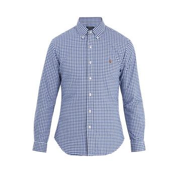 Logo-embroidered gingham cotton shirt