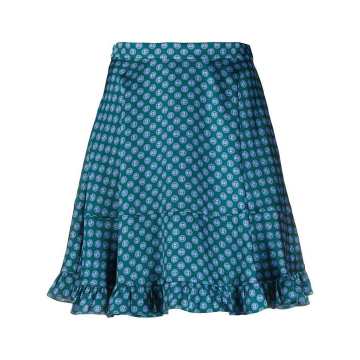 all-over print ruffled skirt